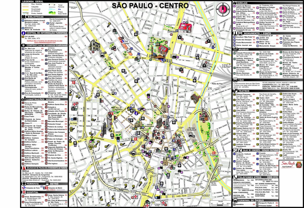 žemėlapis San Paulas miesto centro
