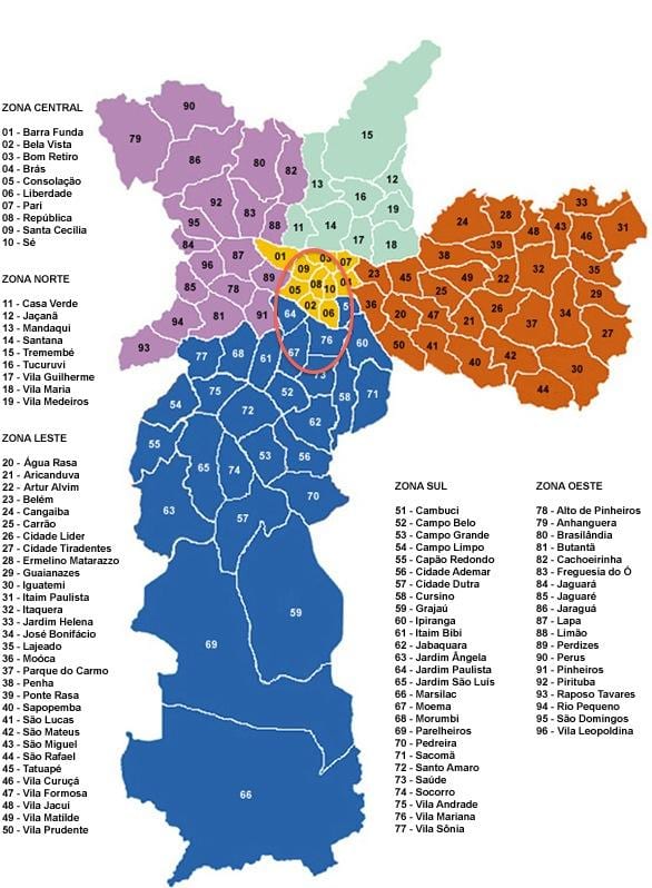 San Paulo savivaldybių žemėlapis