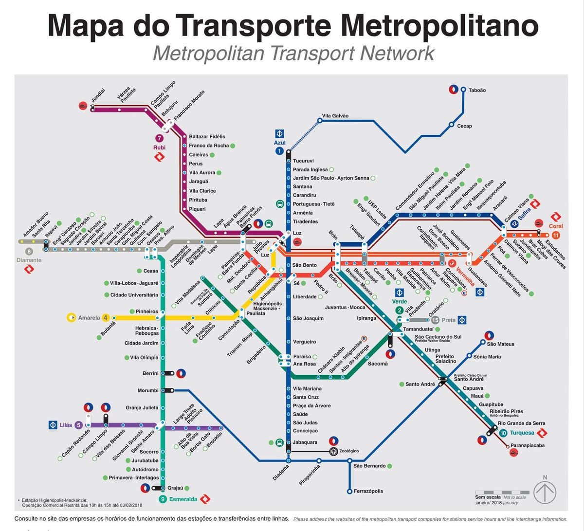 San Paulo transporto žemėlapis