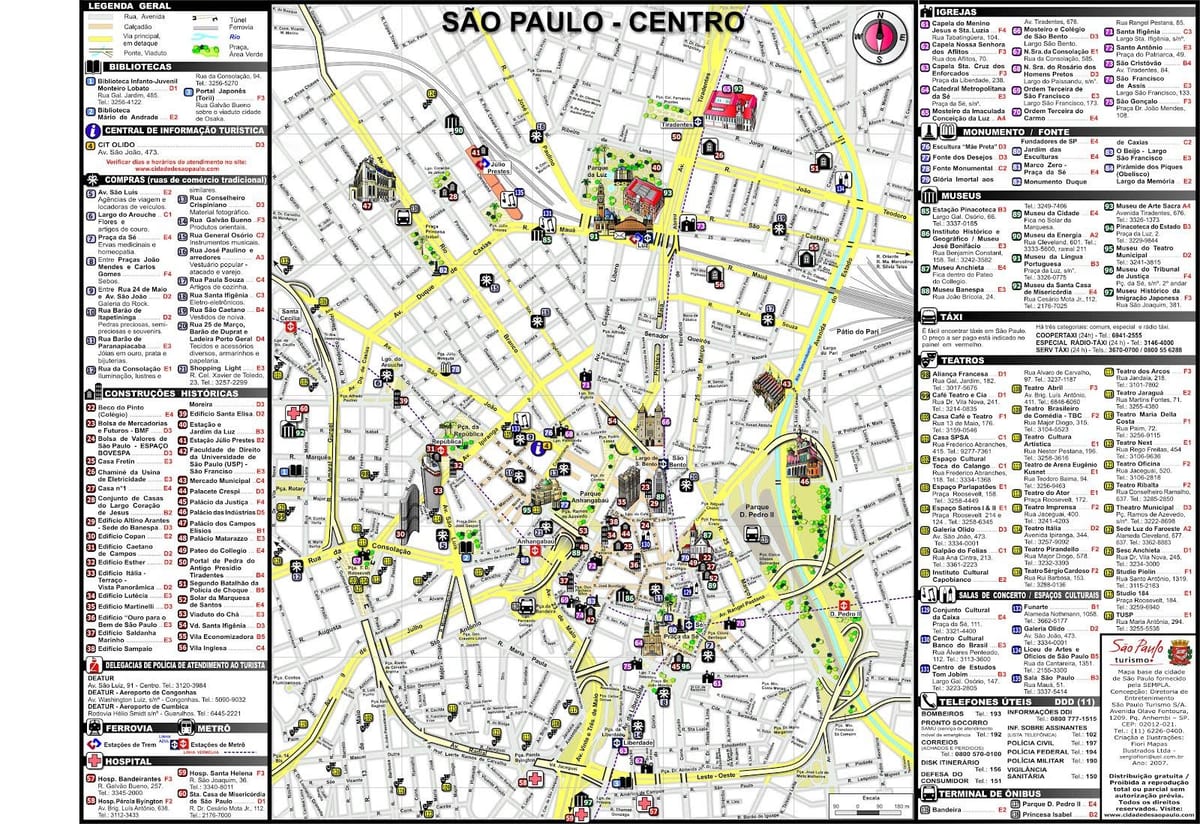 San Paulo turizmo žemėlapis